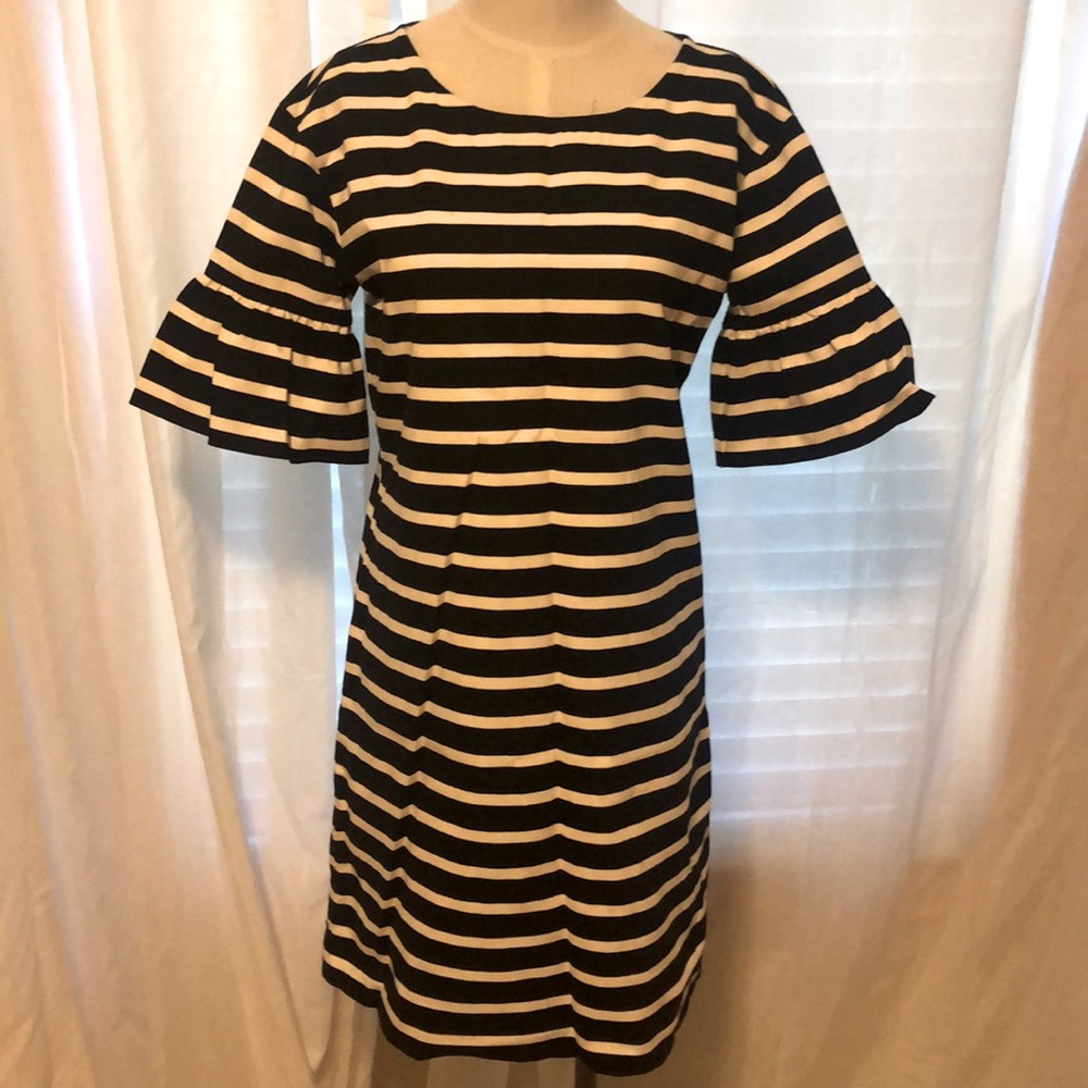 J. Crew Ruffle Sleeve striped dress